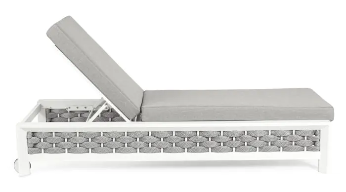 Tumbona con Ruedas Tejido Cuerda Acero Blanco, 195 Cm