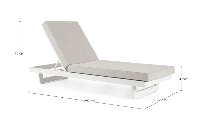 Tumbona Individual Tejido Aluminio Blanco, 195 Cm