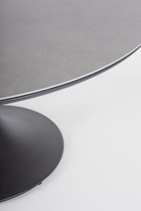 Mesa Jardín Redonda Piedra Sinterizada Aluminio Gris Antracita, Ø158 Cm
