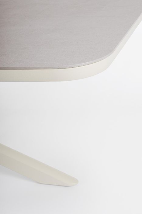 Mesa Extensible Jardín Piedra Sinterizada Aluminio Beige, 200/260 Cm
