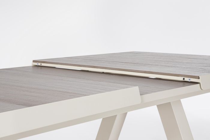 Mesa Extensible Jardín Cerámica Aluminio Beige, 163/203 Cm