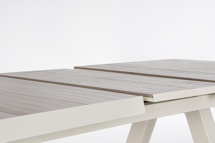 Mesa Extensible Jardín Cerámica Aluminio Beige, 163/203 Cm