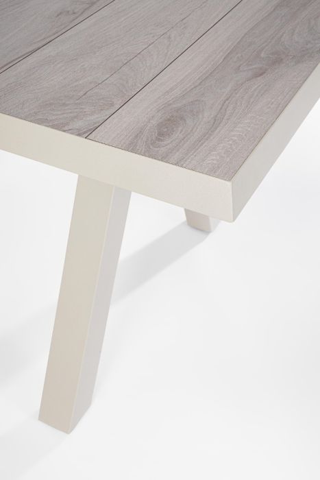 Mesa Extensible Jardín Cerámica Aluminio Beige, 163/203 Cm