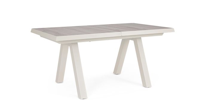 Mesa Extensible Jardín Cerámica Aluminio Beige, 163/203 Cm