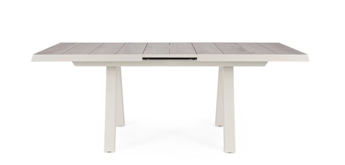 Mesa Extensible Jardín Cerámica Aluminio Beige, 163/203 Cm