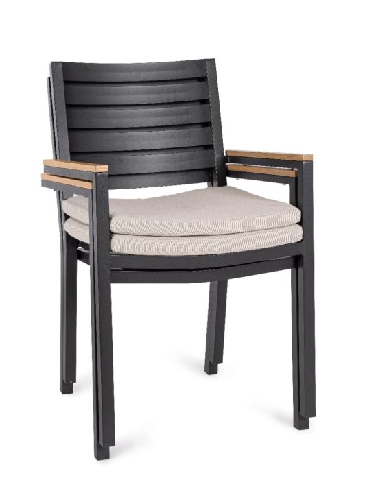 Silla Jardín con Cojín Aluminio Gris Antracita, 55 Cm