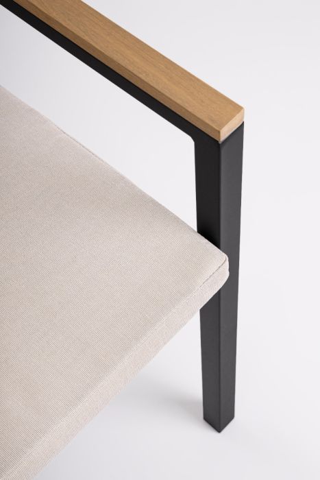 Silla Jardín con Cojín Aluminio Gris Antracita, 55 Cm