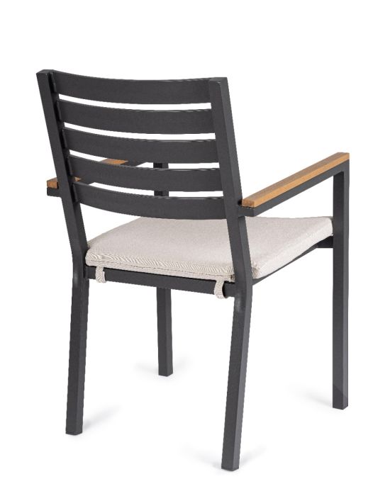 Silla Jardín con Cojín Aluminio Gris Antracita, 55 Cm