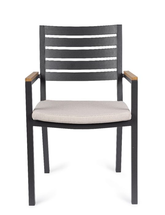 Silla Jardín con Cojín Aluminio Gris Antracita, 55 Cm