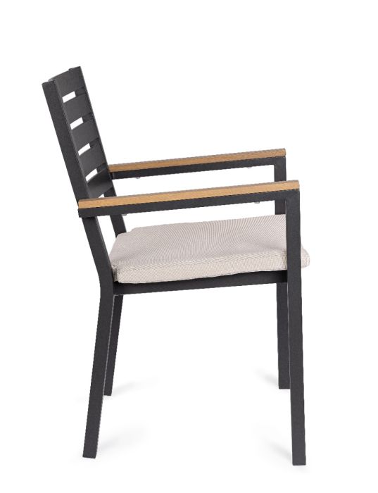 Silla Jardín con Cojín Aluminio Gris Antracita, 55 Cm