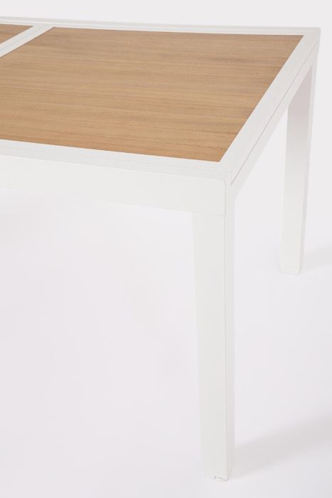 Mesa Extensible Jardín Sobre Efecto Madera Aluminio Blanco, 160/240 Cm