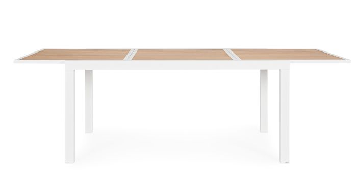Mesa Extensible Jardín Sobre Efecto Madera Aluminio Blanco, 160/240 Cm