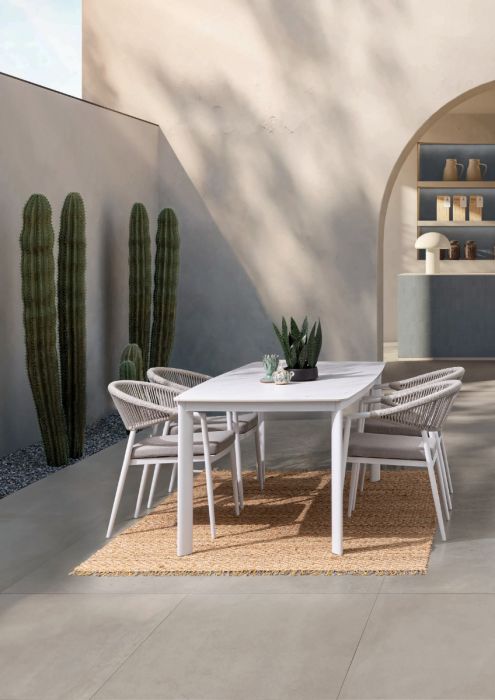 Mesa Sobre Piedra Sinterizada Aluminio Blanco, 180 Cm