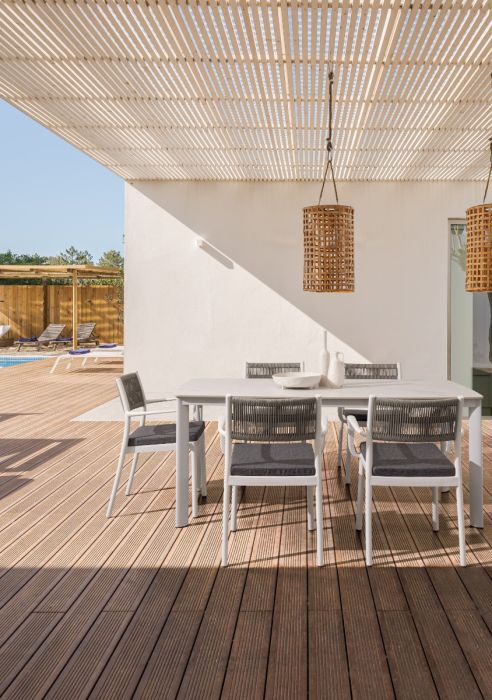 Mesa Sobre Piedra Sinterizada Aluminio Blanco, 180 Cm