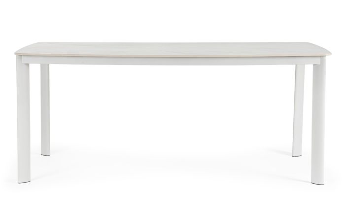 Mesa Sobre Piedra Sinterizada Aluminio Blanco, 180 Cm