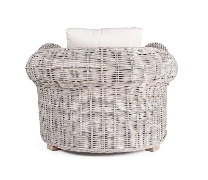 Sillón Exterior Blanco Ratán Beige Madera Mango, 89 Cm