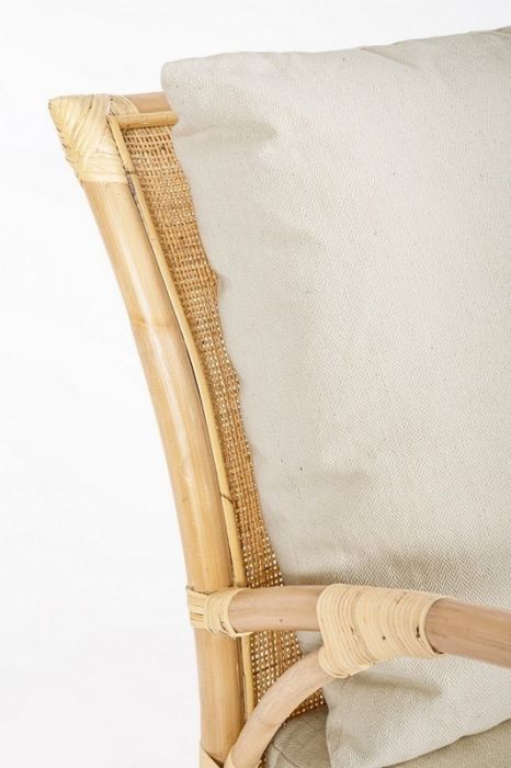 Sofá 2 Plazas Exterior Tejido Beige Ratán, 129 Cm