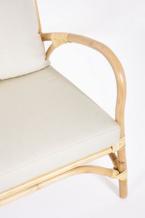 Sofá 2 Plazas Exterior Tejido Beige Ratán, 129 Cm