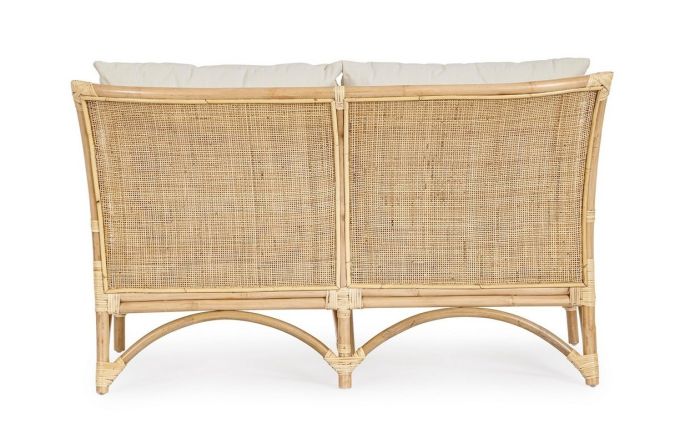 Sofá 2 Plazas Exterior Tejido Beige Ratán, 129 Cm