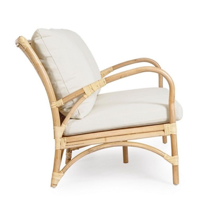 Sofá 2 Plazas Exterior Tejido Beige Ratán, 129 Cm