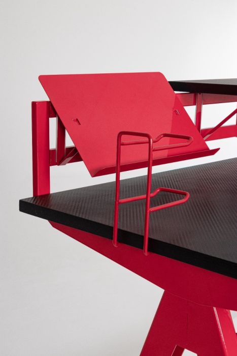 Mesa Escritorio Gaming Acero Rojo Negro, 135'5 Cm