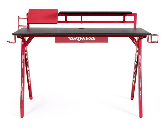 Mesa Escritorio Industrial Gaming Rojo Negro, 135'5 Cm