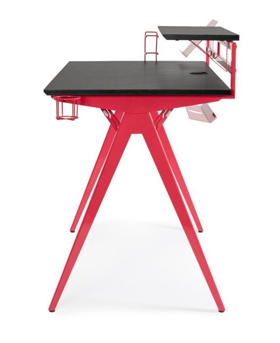Mesa Escritorio Gaming Acero Rojo Negro, 135'5 Cm