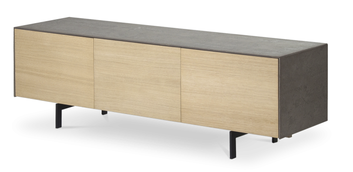 Mueble de TV Xena Resina de Cemento Chapa Roble Acero, 167 Cm