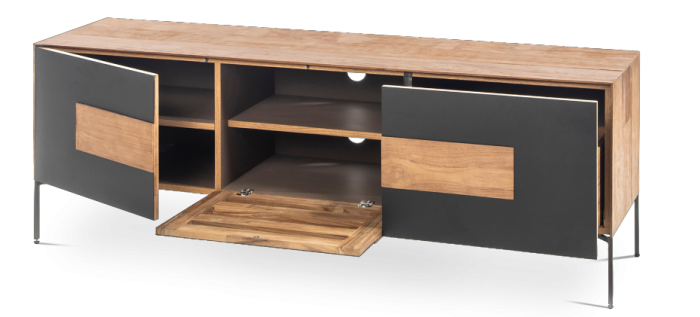 Mueble TV para Salón New Zen 2 Puertas 1 Cajón Baldas Interiores, 167 Cm