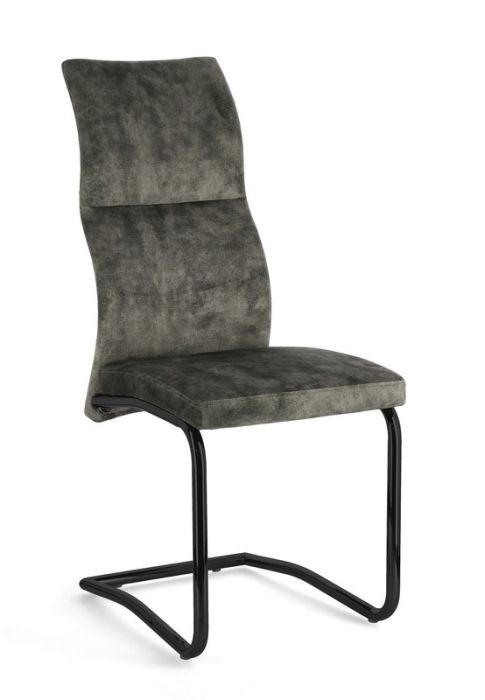 Silla Thelma Estilo Moderno Tejido Terciopelo Verde Acero, 43'5 Cm