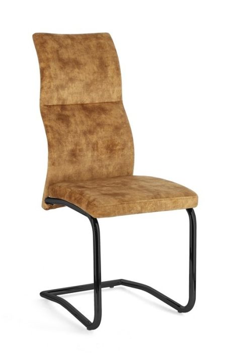 Silla Thelma Estilo Moderno Terciopelo Amarillo Acero, 43'5 Cm