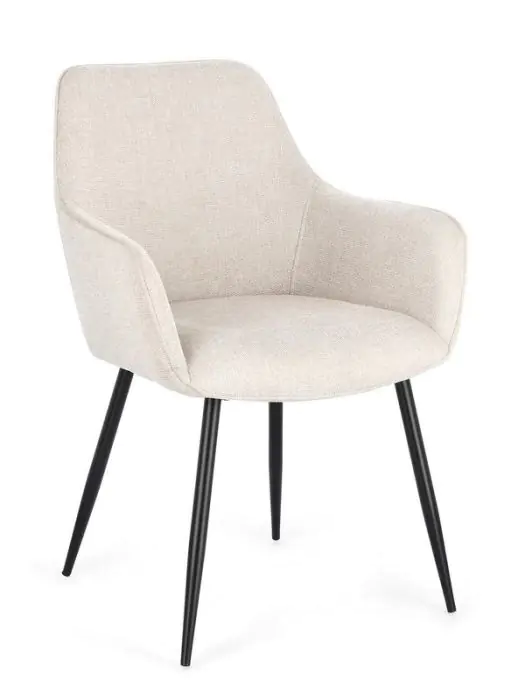 Silla Moderna Cora Brazos Tejido Beige, 58 Cm