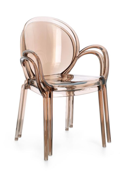 Silla Policarbonato Color Café Transparente, 58 Cm