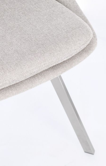 Silla Tejido Gris Claro Acero Plateado, 45 Cm