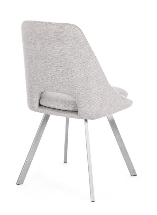 Silla Tejido Gris Claro Acero Plateado, 45 Cm