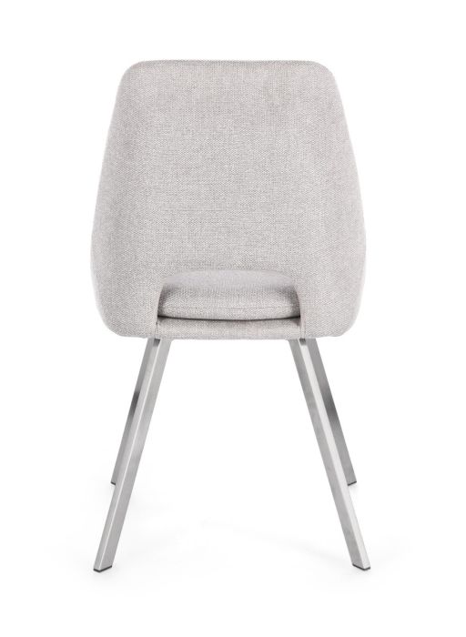 Silla Tejido Gris Claro Acero Plateado, 45 Cm