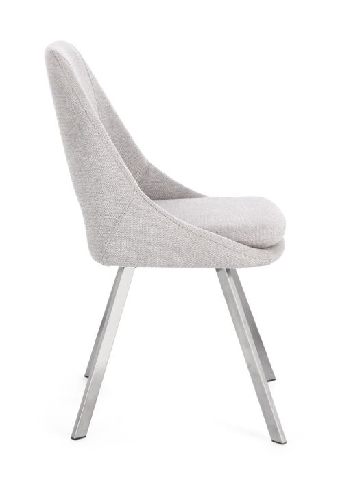 Silla Comedor Kashar Tejido Gris Claro Acero Plateado, 45 Cm