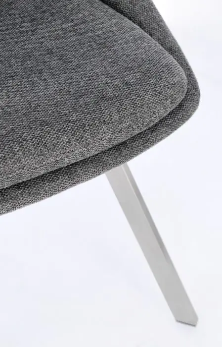 Silla Tejido Gris Oscuro Acero Plateado, 45 Cm