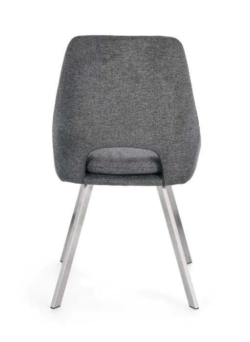Silla Tejido Gris Oscuro Acero Plateado, 45 Cm