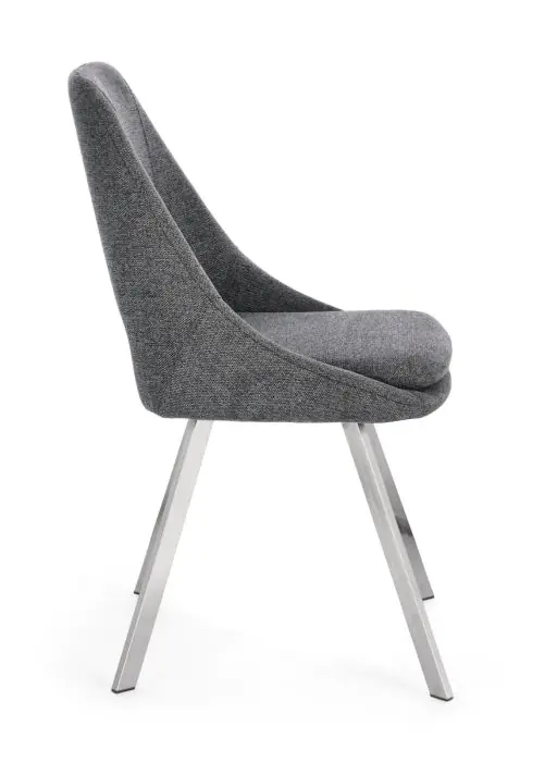 Silla Comedor Kashar Tejido Gris Oscuro Acero Plateado, 45 Cm