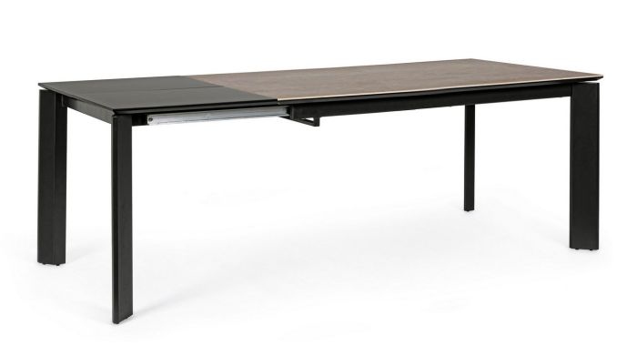Mesa Extensible Comedor Briva Estilo Moderno Gris Negro, 160/220 Cm