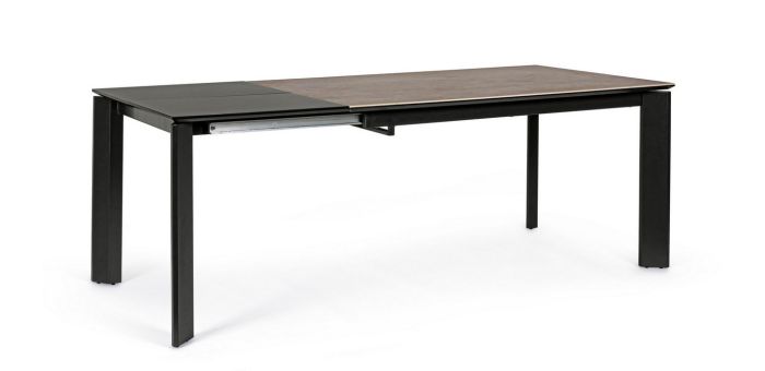 Mesa Comedor Extensible Briva Estilo Moderno Gris Negro, 140/200 Cm