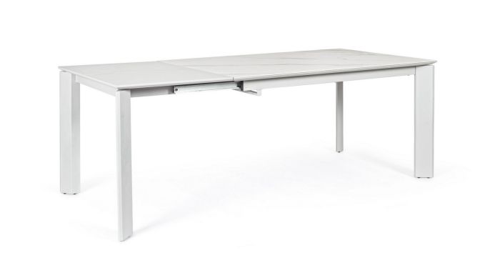 Mesa Extensible Comedor Briva Estilo Moderno Blanco/Gris, 140/200 Cm