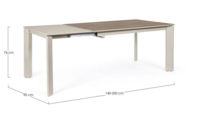 Mesa Extensible Comedor Porcelánico Color Visón Acero Gris 