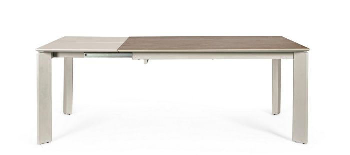 Mesa Extensible Comedor Briva Porcelánico Color Visón Acero Gris, 140/200 Cm