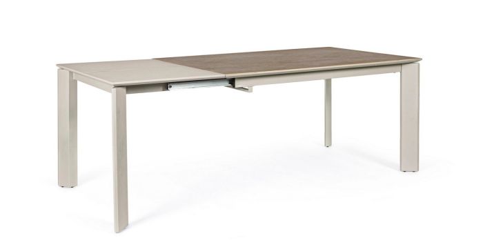 Mesa Extensible Comedor Briva Estilo Moderno Porcelánico Color Visón Acero Gris, 140/200 Cm