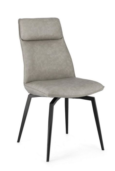Silla Lawrence Estilo Moderno Tejido Símil Piel Gris Acero Negro, 48 Cm