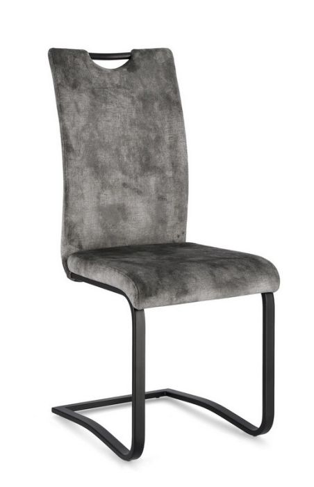 Silla Kenneth Estilo Moderno Tejido Gris Efecto Terciopelo Acero, 42 Cm