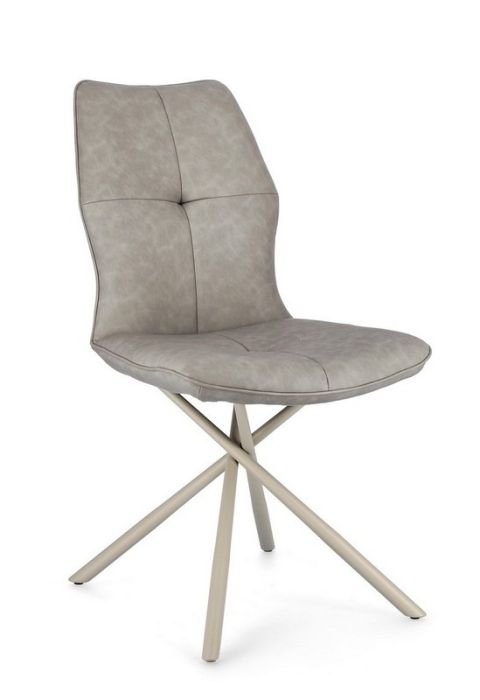Silla Kepler Estilo Moderno Símil Piel Beige Acero, 50 Cm