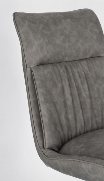Silla Símil Piel Gris Oscuro Acero, 50 Cm
